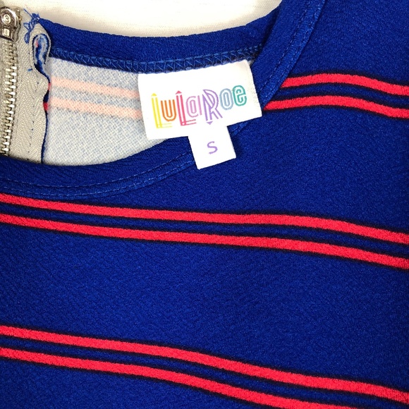 NWT Lularoe Amelia Blue and Red Striped Dress - Picture 4 of 5